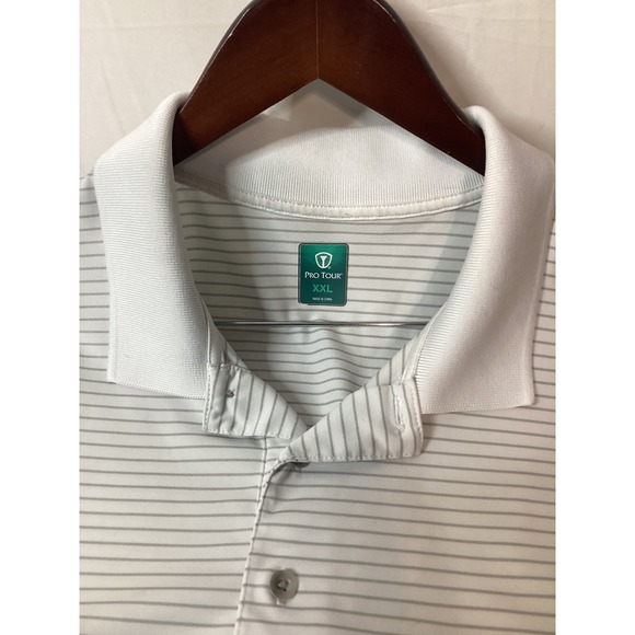 Pro Tour Mens Golf Polo Shirt XXL Striped Short Sleeve Collared Shirt - Picture 8 of 13